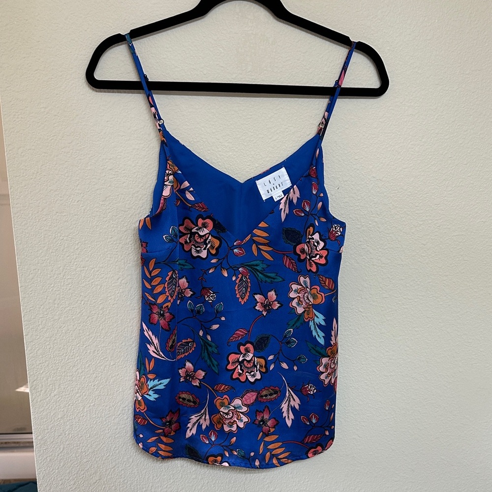 Lost + Wander Vibrant Blue Floral Tank Top